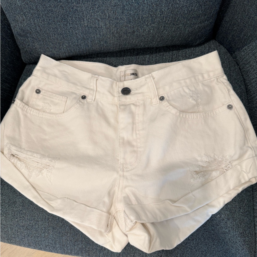 Muse Off-White Denim Shorts
